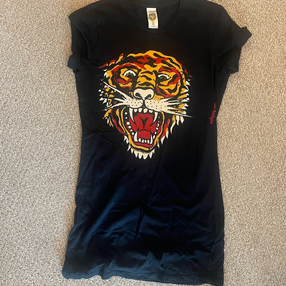 Ed Hardy Black Tee with Tiger Graphic